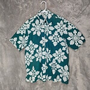 Vtg Made in Hawaii by E Ku'ulei Mens XL Hawaiian Shirt Aloha Green White Holiday